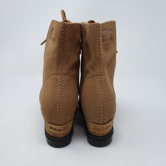 Sorel Joan of Arctic tan suede wedge boots size 5 big girls/6.5 womens - Picture 4 of 10
